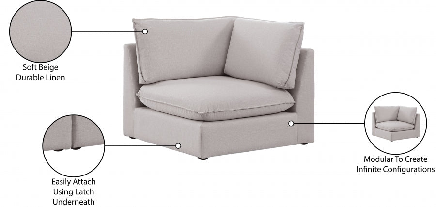 Mackenzie Linen Textured Fabric Upholstered Corner Modular Chair