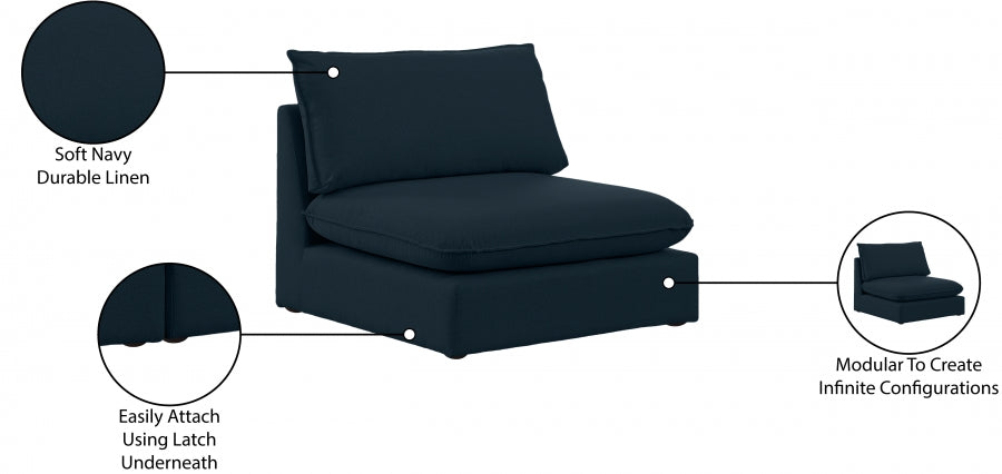Mackenzie Linen Textured Fabric Upholstered Armless Modular Chair