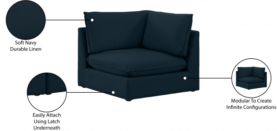 Mackenzie Linen Textured Fabric Upholstered Corner Modular Chair