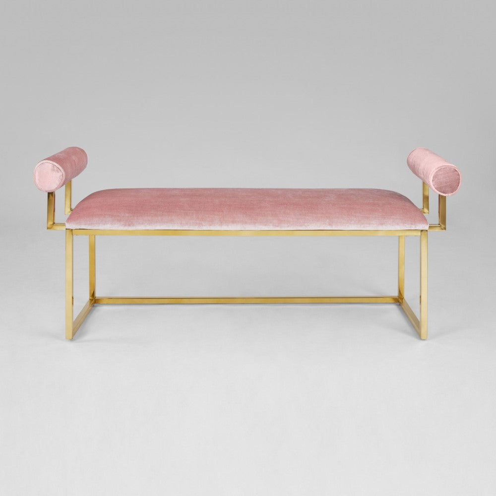 Serena Gold Bench Pink Velvet