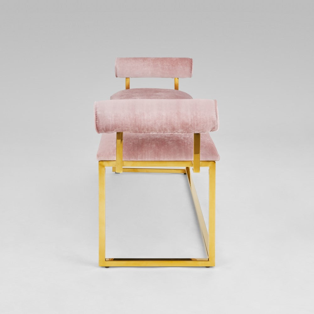 Serena Gold Bench Pink Velvet
