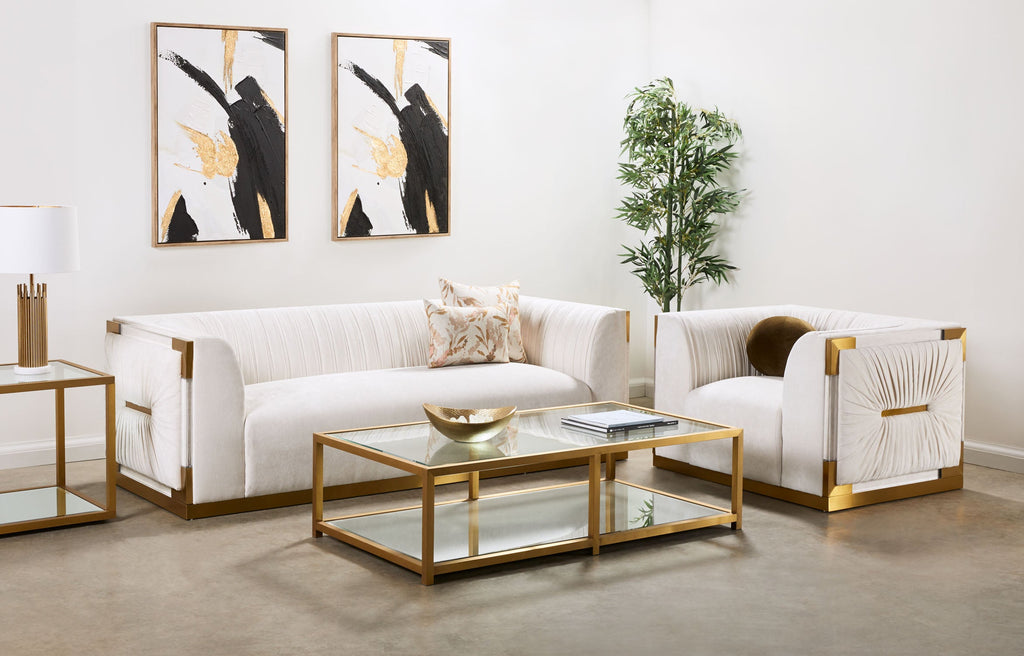 Paloma Gold Loveseat Contessa Vanilla