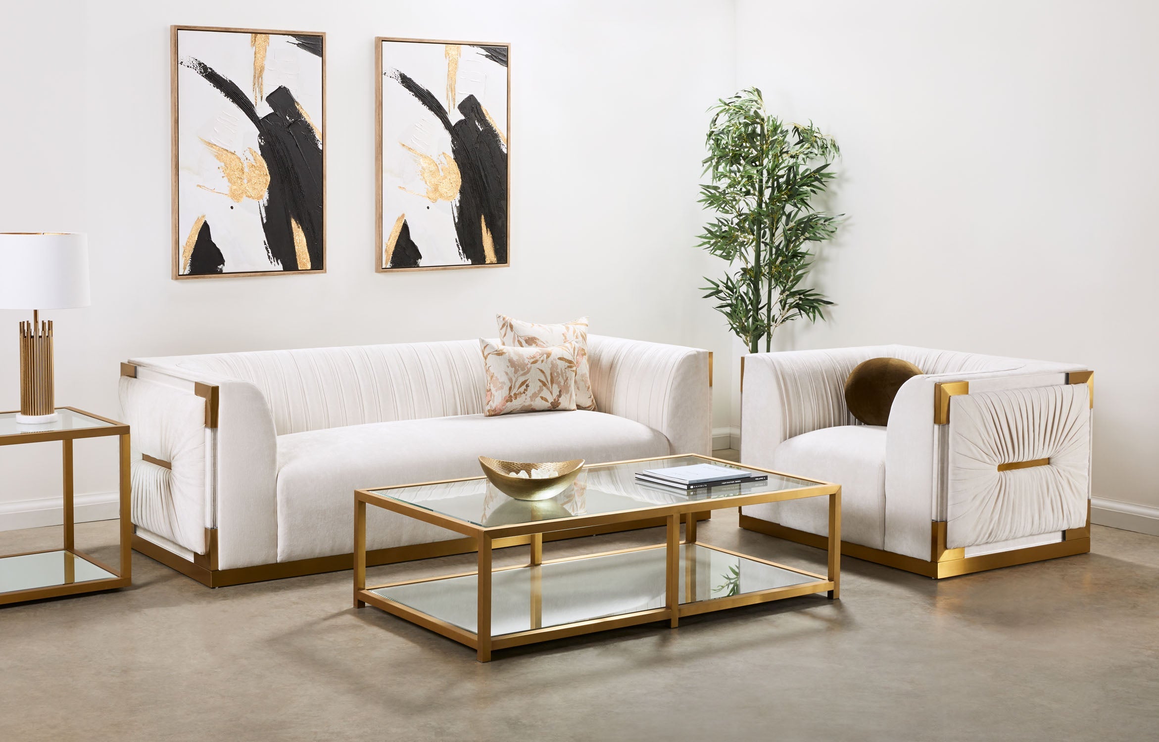 Paloma Gold Loveseat Contessa Vanilla