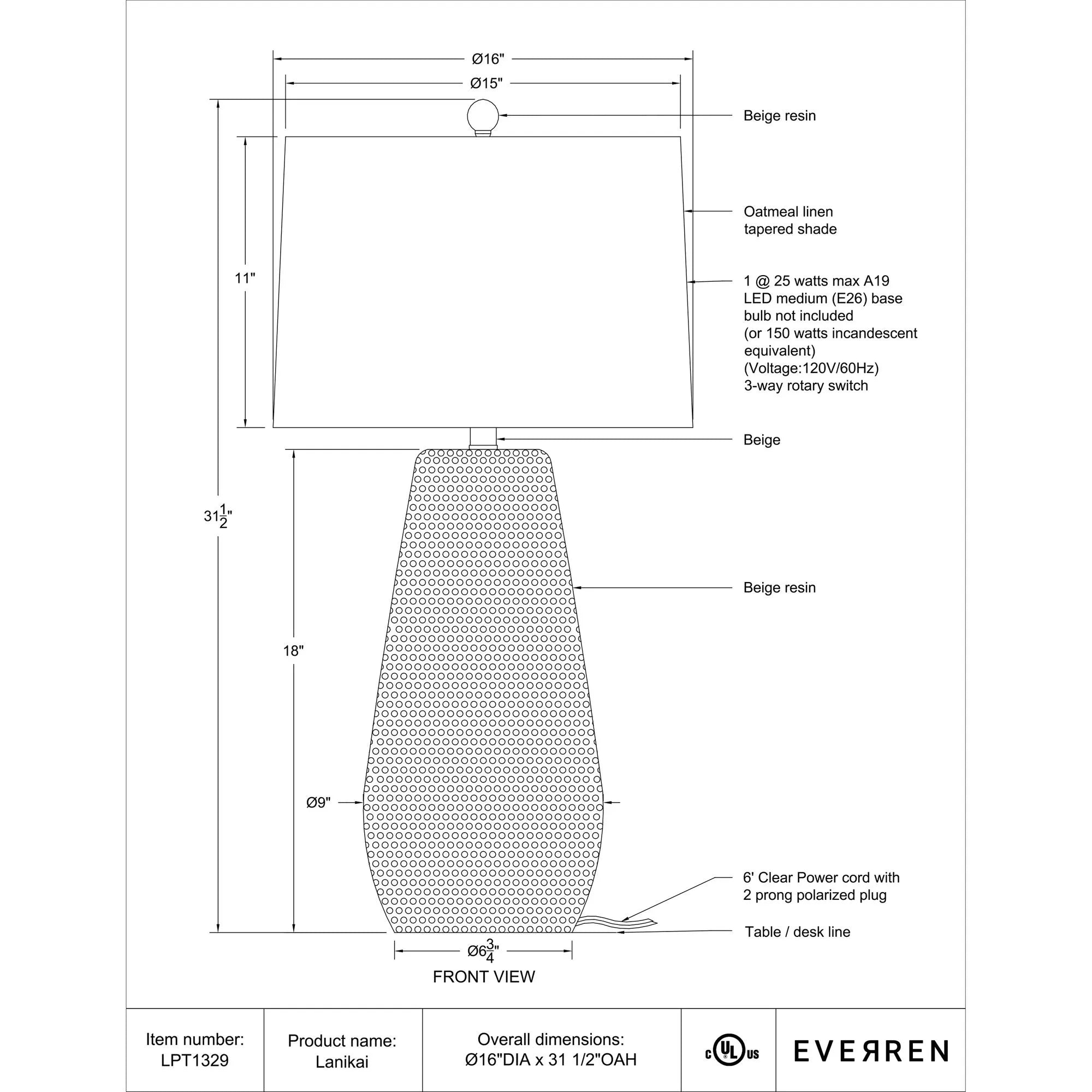 Lanikai Table Lamp
