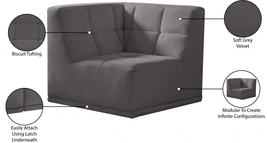 Relax Velvet Upholstered Corner Modular Chair