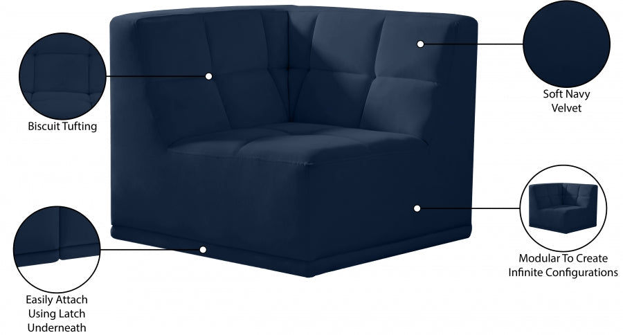 Relax Velvet Upholstered Corner Modular Chair