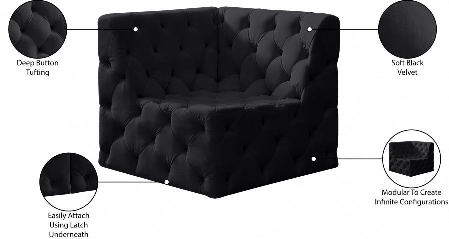 Tuft Velvet Upholstered Corner Modular Chair