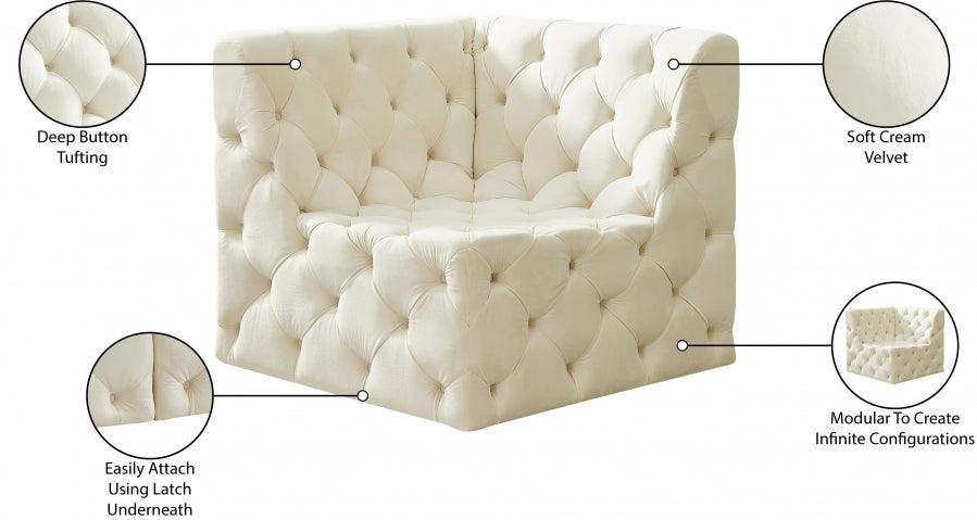 Tuft Velvet Upholstered Corner Modular Chair