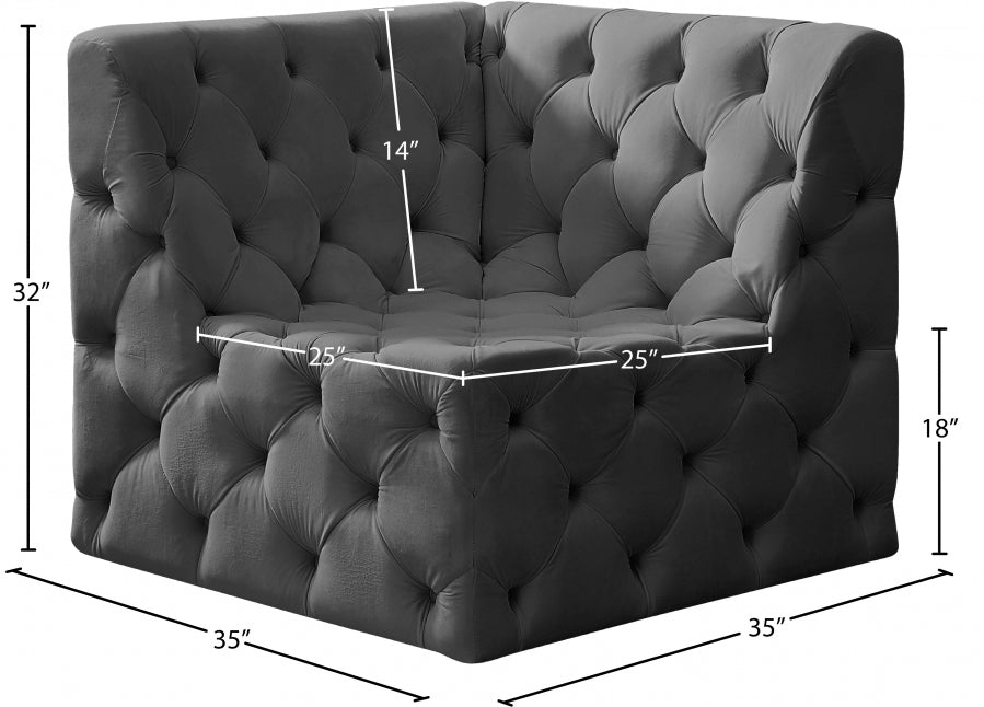 Tuft Velvet Upholstered Corner Modular Chair