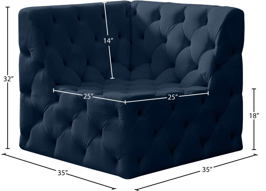Tuft Velvet Upholstered Corner Modular Chair