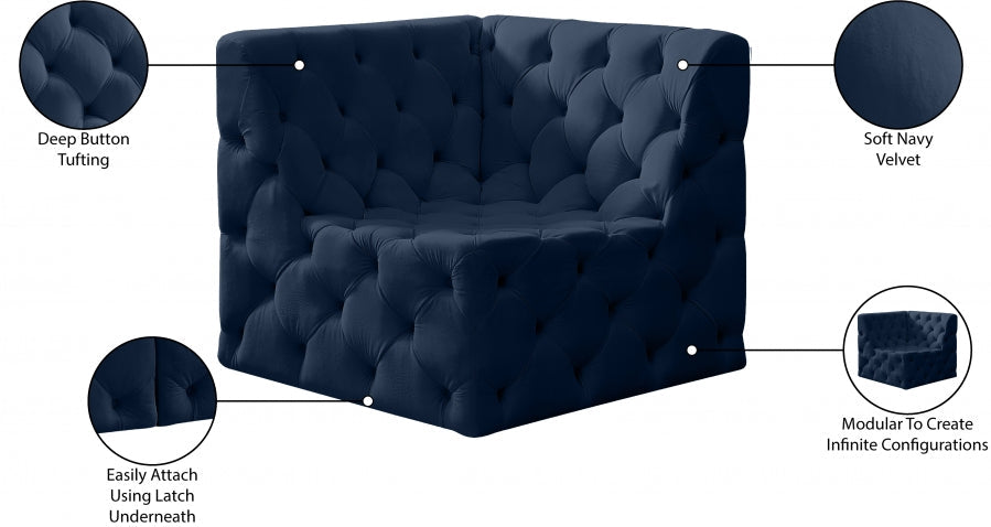 Tuft Velvet Upholstered Corner Modular Chair