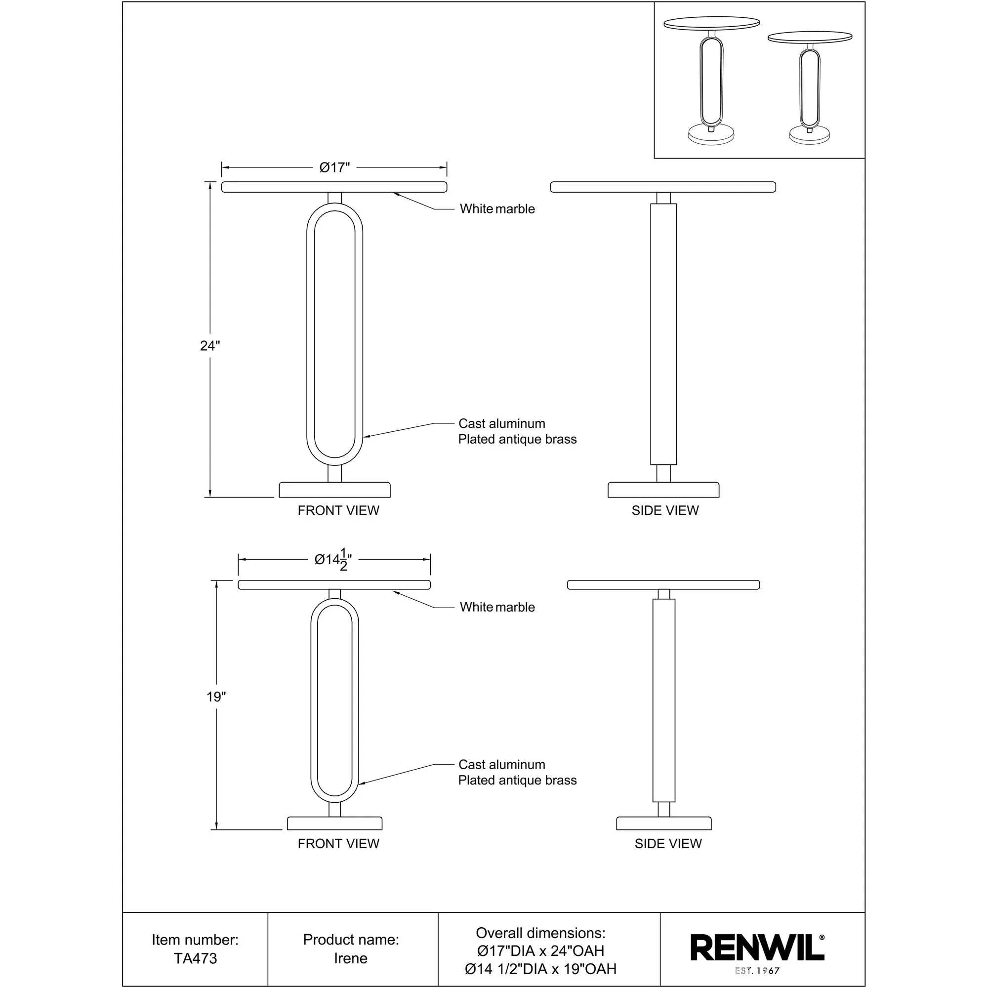 Irene Side & End Table Set of 2