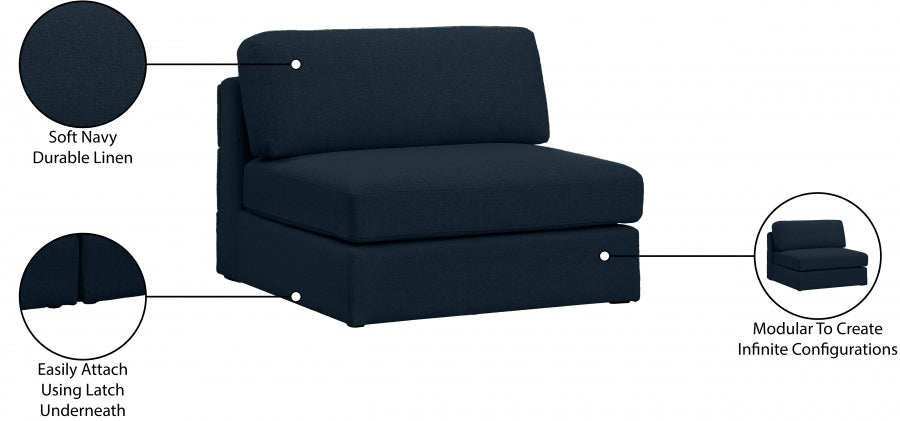 Beckham Linen Textured Fabric Upholstered Armless Modular Chair