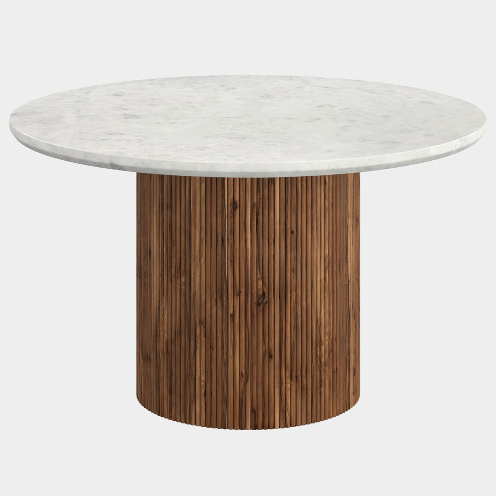 Jilsa Round Dining Table in Walnut & White