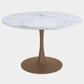Zilo 48" Round Dining Table in White Faux Marble and Aged Gold
