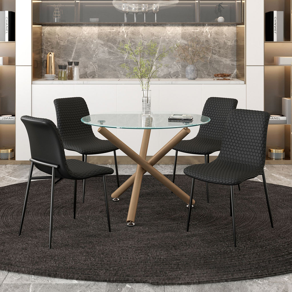 Brixx Dining Chair, set of 2, in Black Faux Leather and Black