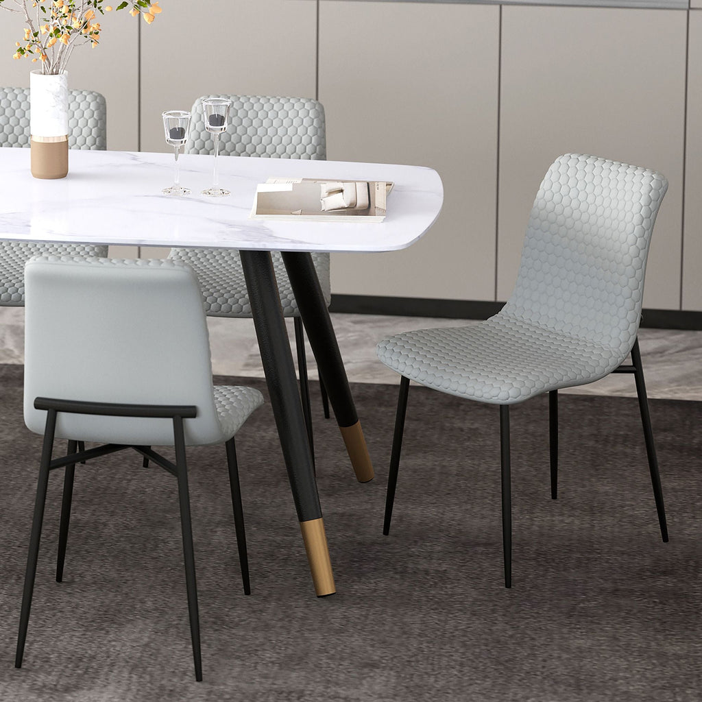 Brixx Dining Chair, set of 2, in Light Grey Faux Leather and Black