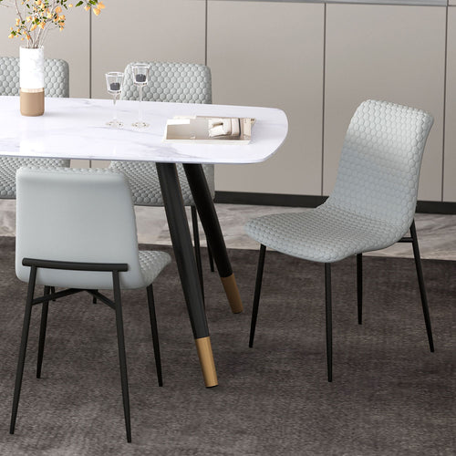 Brixx Dining Chair, set of 2, in Light Grey Faux Leather and Black