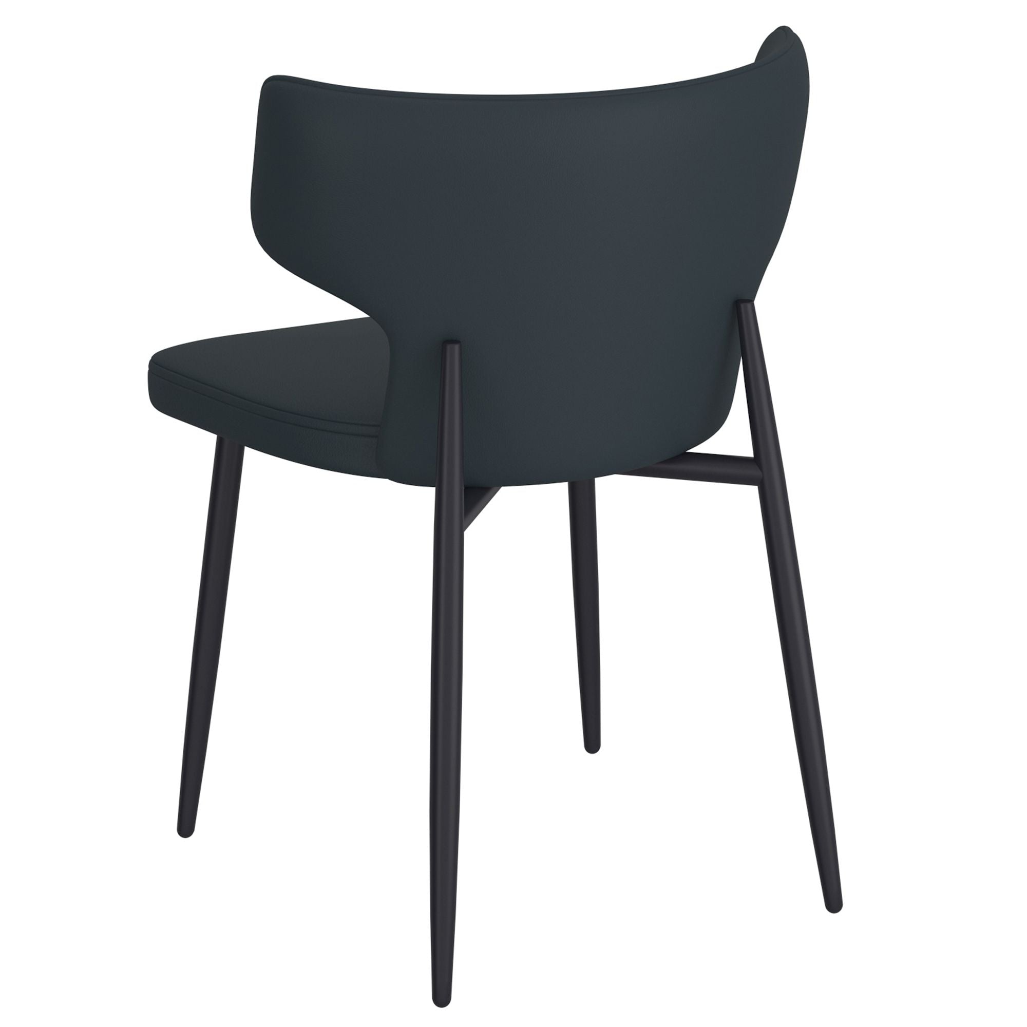 Olis Dining Chair, set of 2, in Black Faux Leather and Black