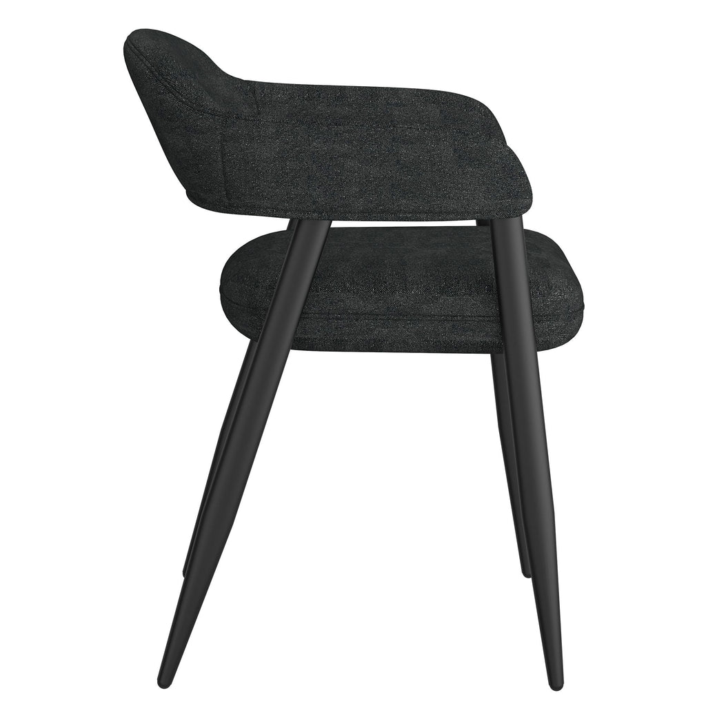 Archer Dining Chair, set of 2, in Charcoal Fabric and Black