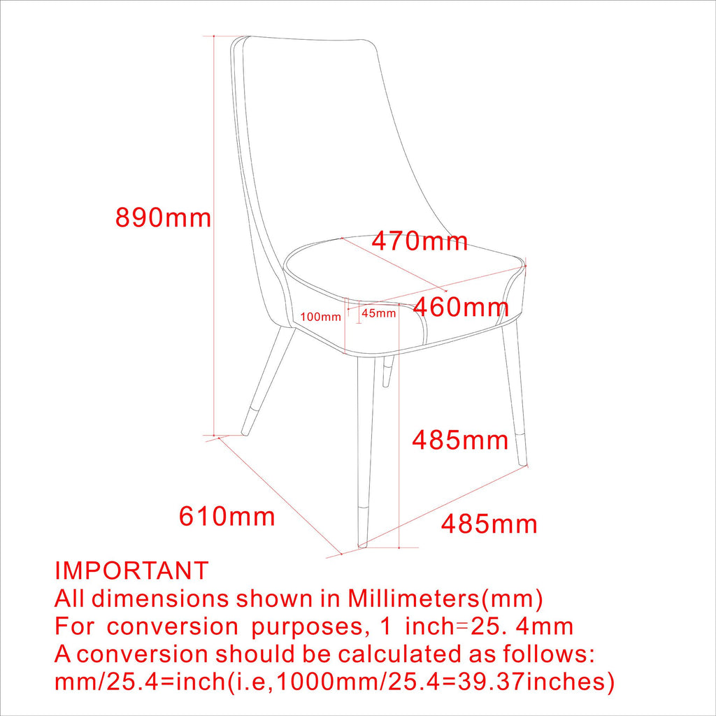Koda Dining Chair, Faux Leather, set of 2, in Beige and Black