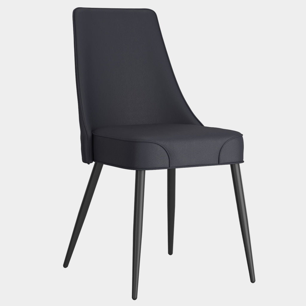 Koda Dining Chair, Faux Leather, set of 2, in Black