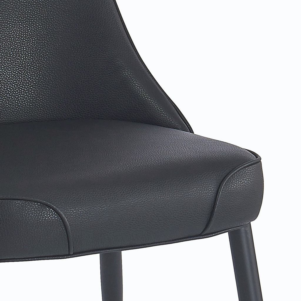 Koda Dining Chair, Faux Leather, set of 2, in Black