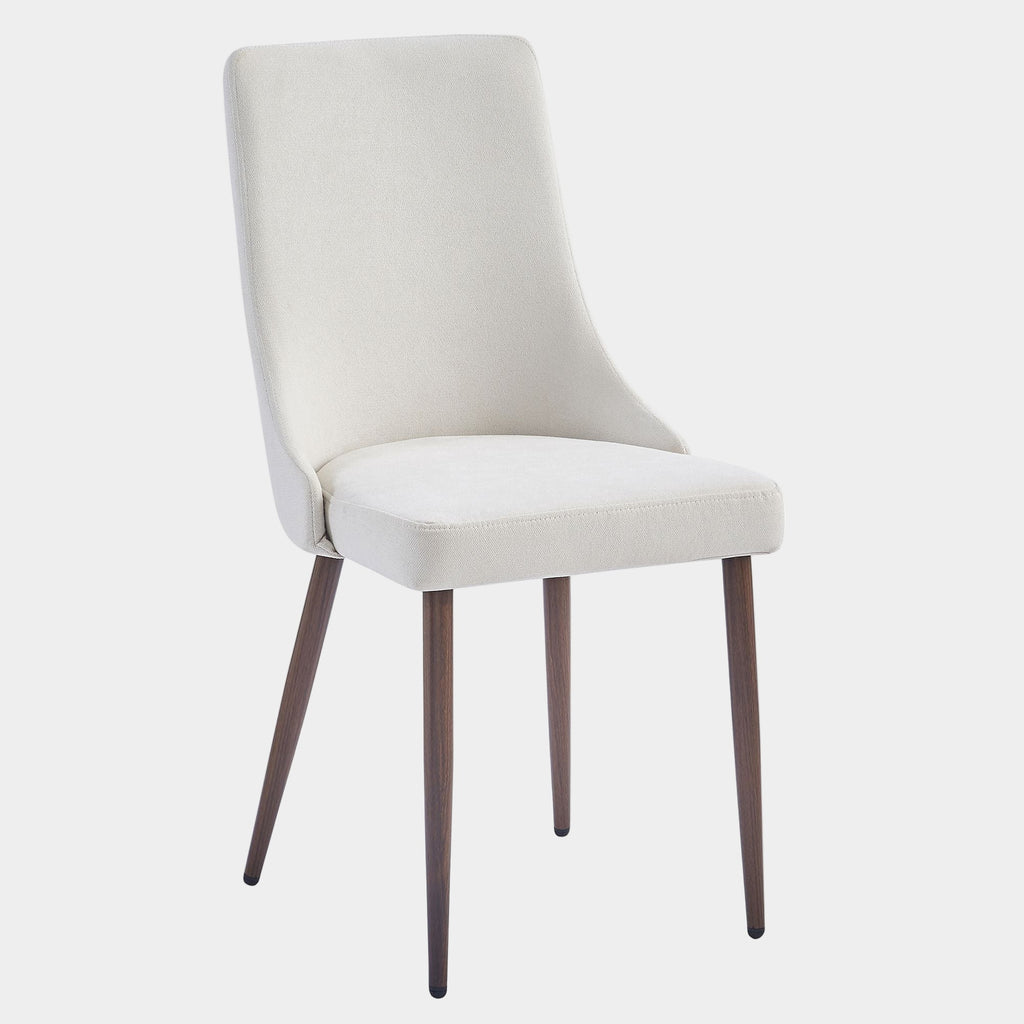 Cora Fabric Dining Chair, set of 2, in Beige and Walnut