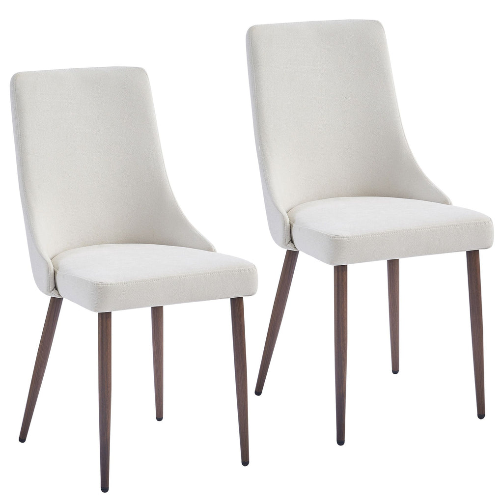 Cora Fabric Dining Chair, set of 2, in Beige and Walnut