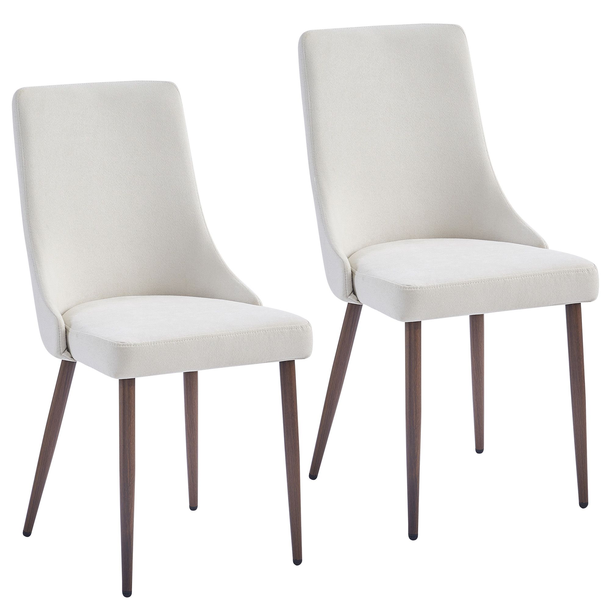 Cora Fabric Dining Chair, set of 2, in Beige and Walnut