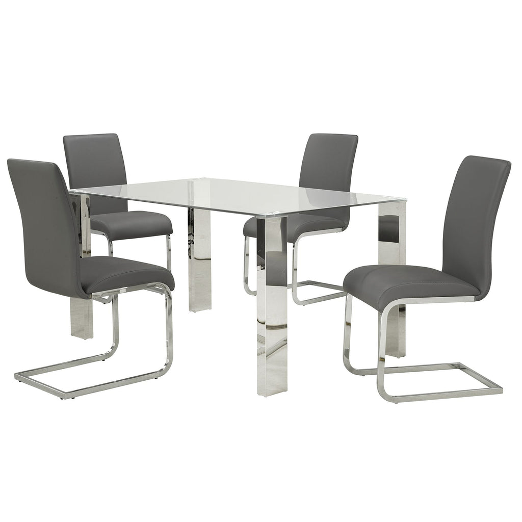 Maxim Dining Chair, set of 2, in Grey and Chrome