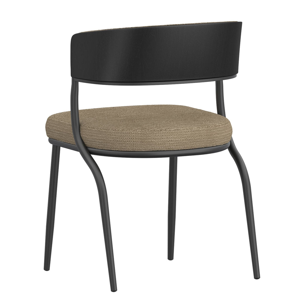 Kazan Dining Chair, Set of 2 in Dark Beige Performance Fabric & Black Metal