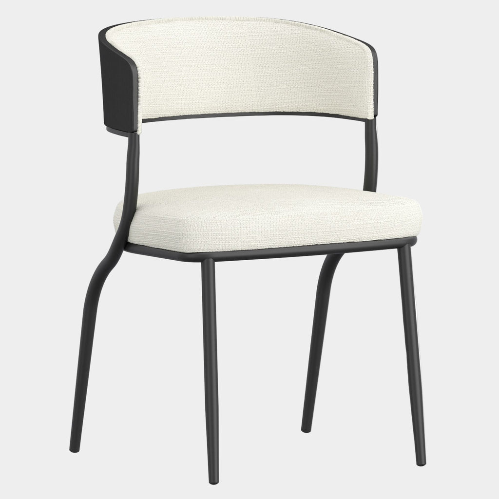 Kazan Dining Chair, Set of 2 in Ivory Performance Fabric & Black Metal