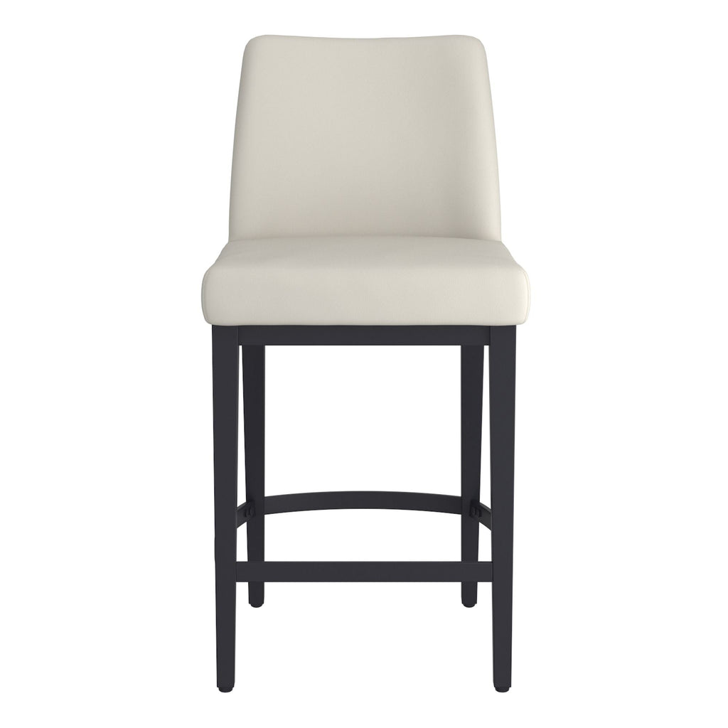 Jace 26" Counter Stool, set of 2, in Beige Faux Leather and Black