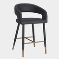 Crimson 26" Counter Stool, set of 2, in Black Faux Leather and Black and Aged Gold