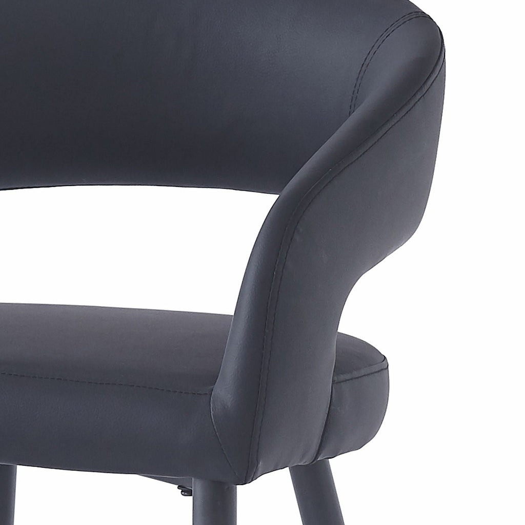 Crimson 26" Counter Stool, set of 2, in Black Faux Leather and Black and Aged Gold