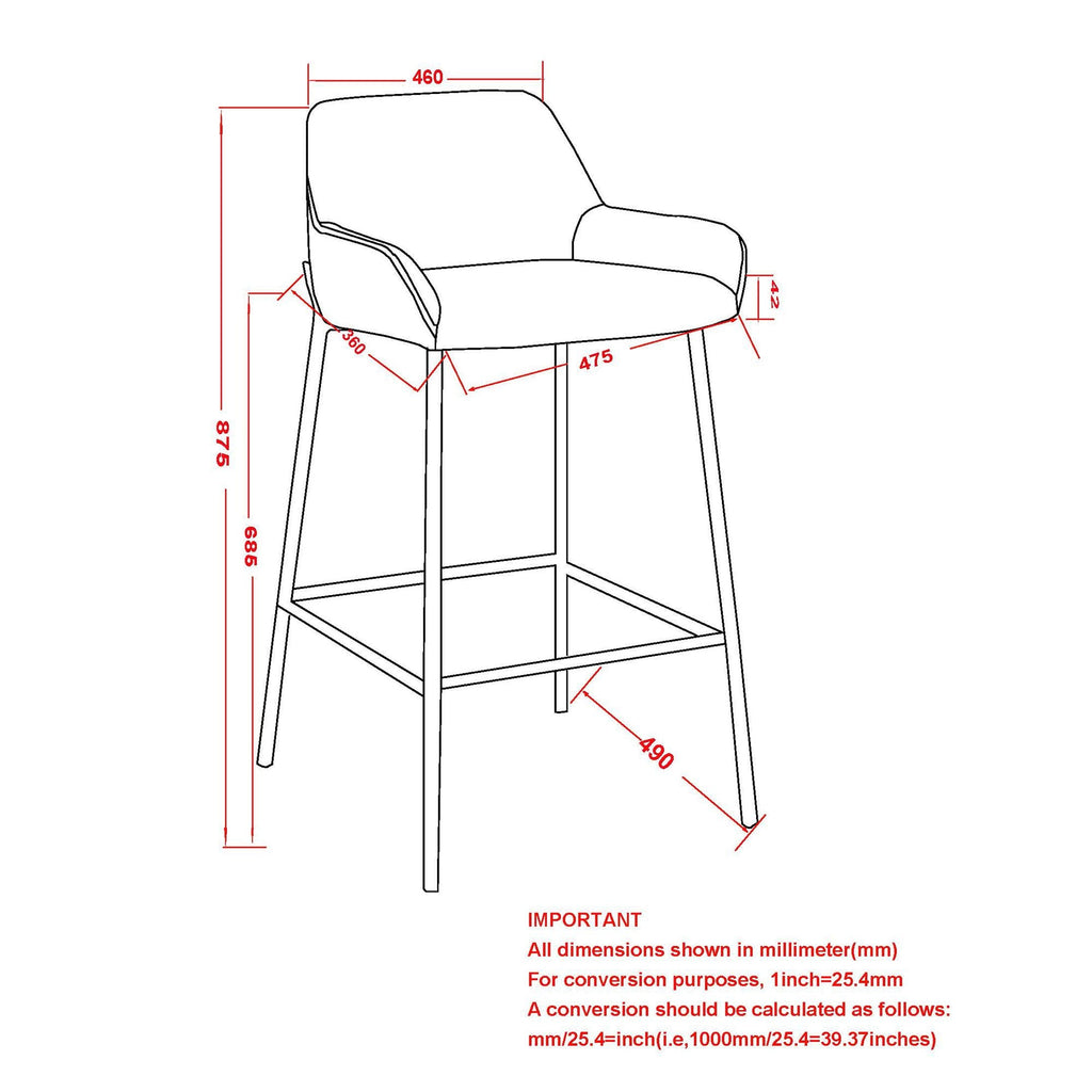 Baily 26" Counter Stool, set of 2, in Brown and Black