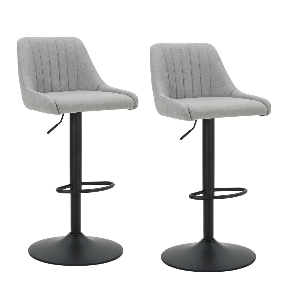 Kron Adjustable Height Air-Lift Swivel Stool, set of 2, in Grey Fabric