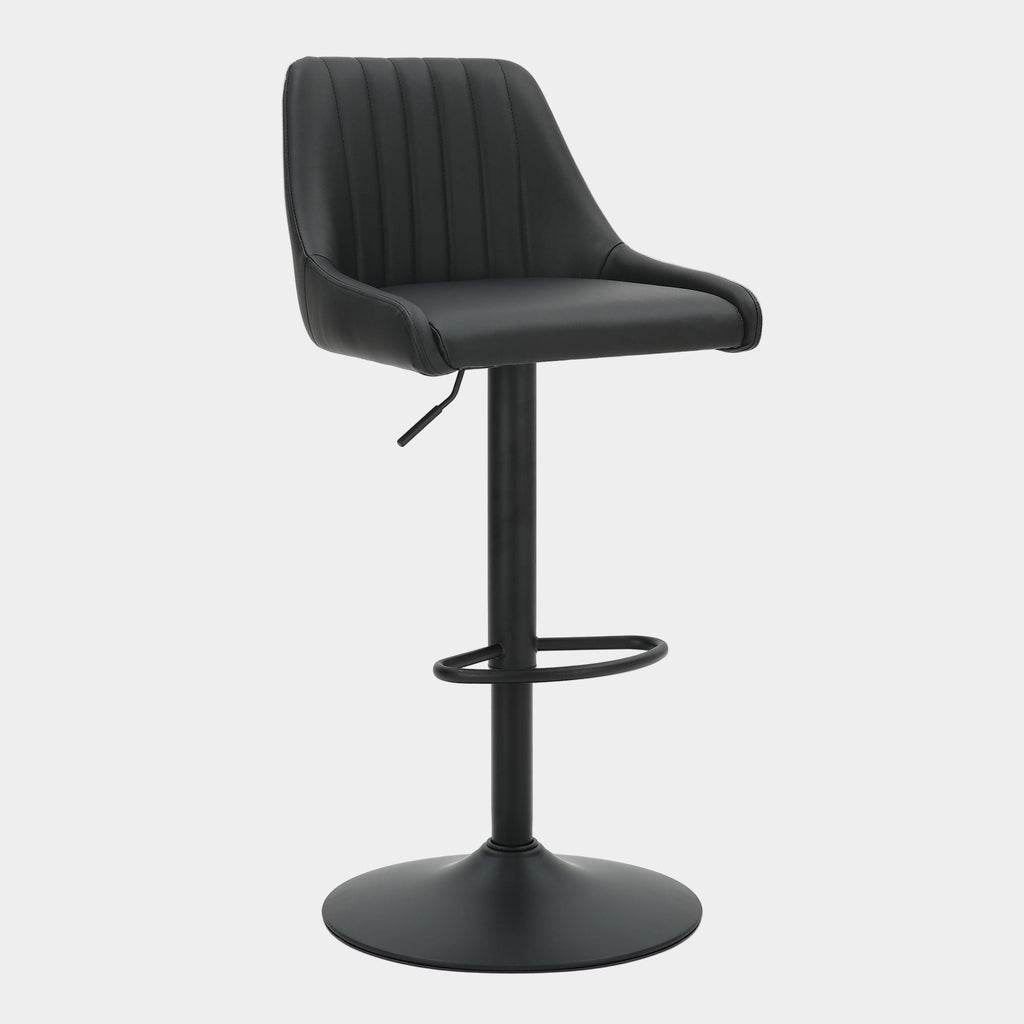Kron Adjustable Height Air-Lift Swivel Stool, set of 2, in Black Faux Leather