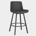 Fern 26" Counter Stool, set of 2, with Swivel in Vintage Charcoal Faux Leather and Black