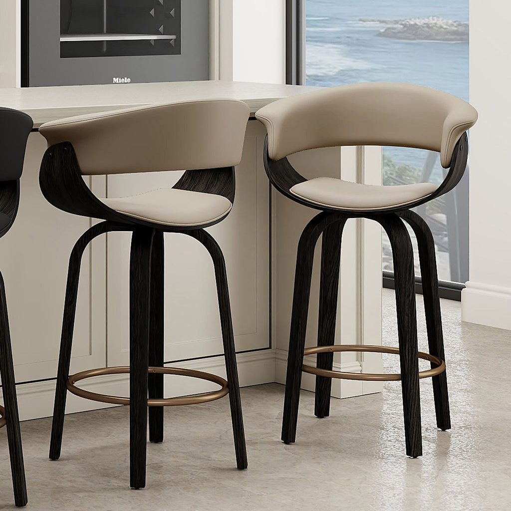 Holt 26" Counter Stool with Swivel, set of 2 in Mushroom and Walnut