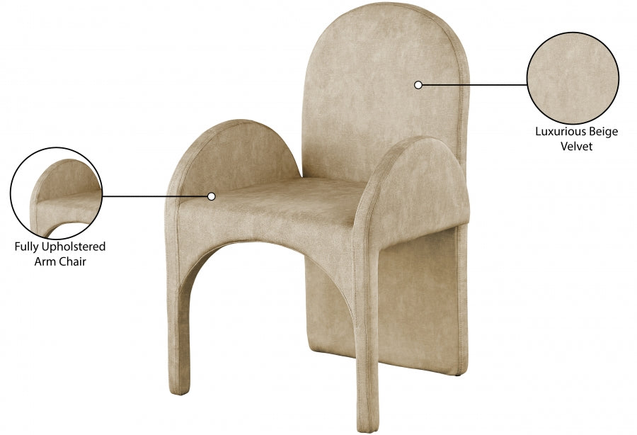 Summer Velvet Upholstered Dining Arm Chair