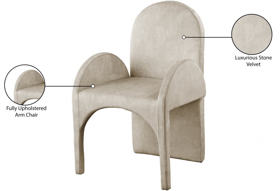 Summer Velvet Upholstered Dining Arm Chair