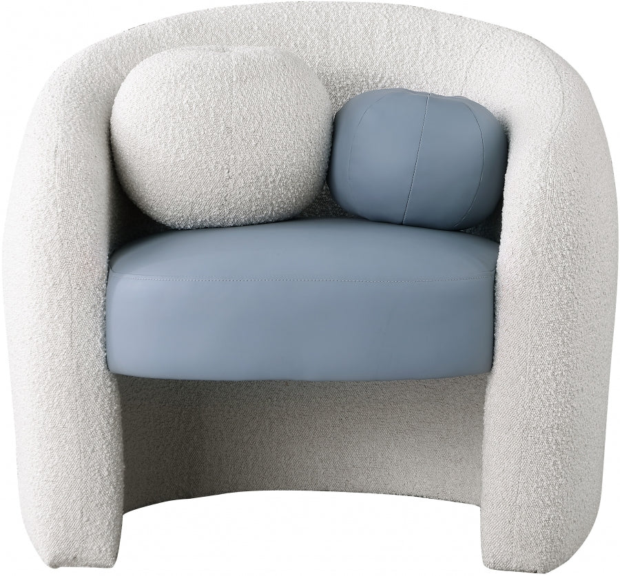 Acadia Boucle Fabric Upholstered And Vegan Leather Upholstered Accent Chair