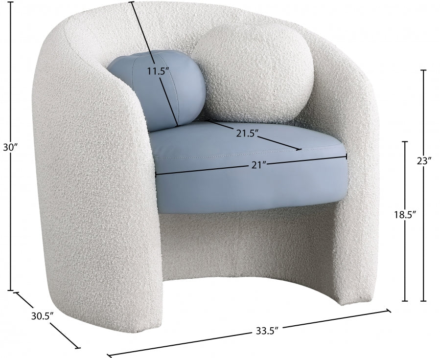 Acadia Boucle Fabric Upholstered And Vegan Leather Upholstered Accent Chair