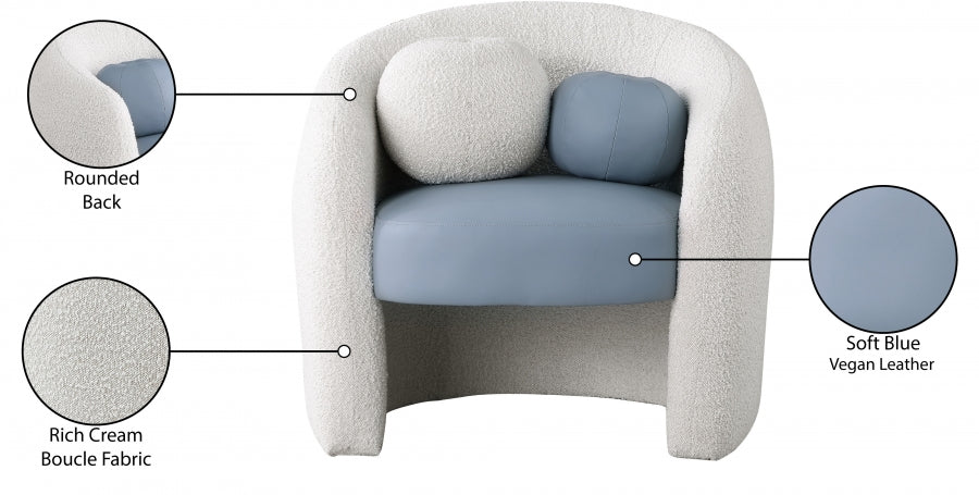 Acadia Boucle Fabric Upholstered And Vegan Leather Upholstered Accent Chair