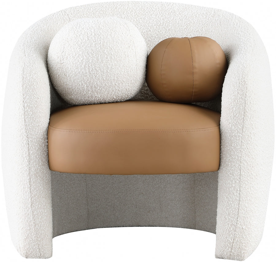 Acadia Boucle Fabric Upholstered And Vegan Leather Upholstered Accent Chair