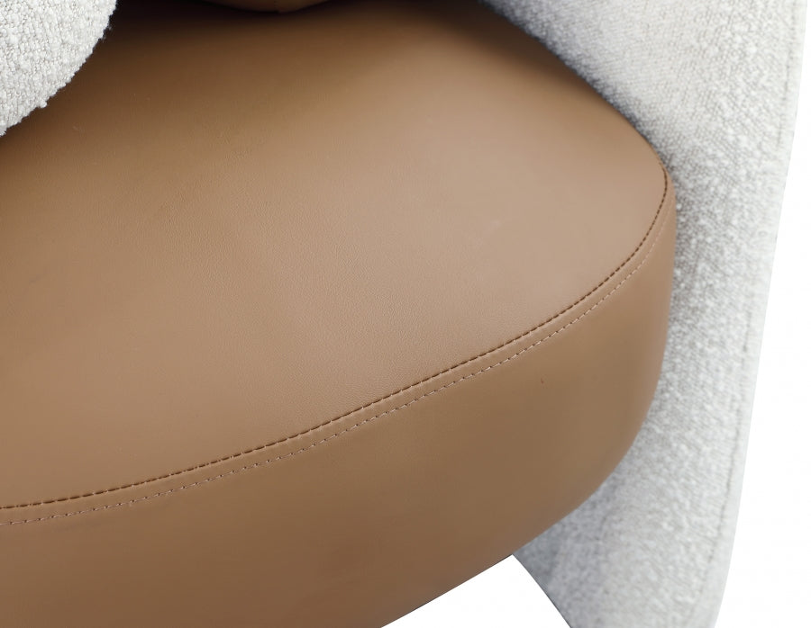 Acadia Boucle Fabric Upholstered And Vegan Leather Upholstered Accent Chair