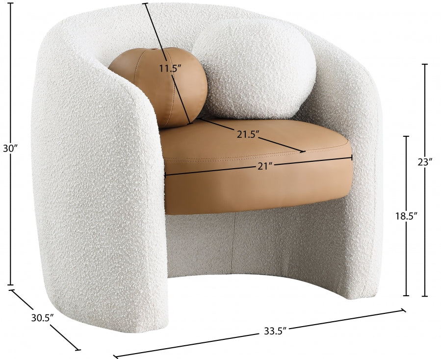 Acadia Boucle Fabric Upholstered And Vegan Leather Upholstered Accent Chair