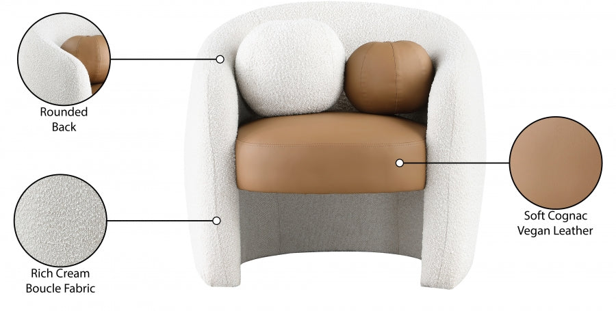 Acadia Boucle Fabric Upholstered And Vegan Leather Upholstered Accent Chair